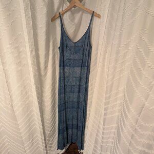Splendid Maxi Spaghetti Strap Dress, Blue & White stripe pattern, size XL